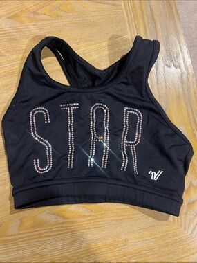 Varsity Black Rhinestone "STAR" Sports Bra